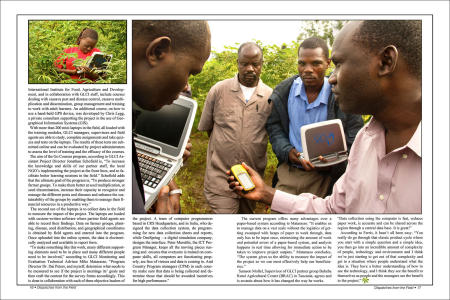 "Dispatches from the Field" pages 16 and 17. Photography, text and design for Great Lakes Cassava Initiative.