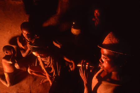 Betsileo villagers celebrate with music at the end of the harvest season in the Madagascar village of Ambozatany.