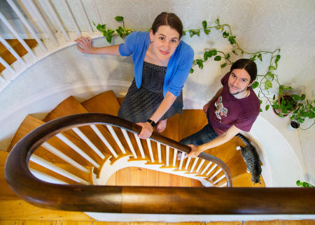 Rev. Amelia Edson and husband Jacob Edson have volunteered their home, the Falmouth Congregational Church Parsonage, to house asylum seekers. For the Portland Press Herald.